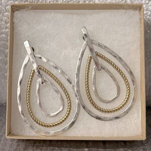 NIB Two Tone Teardrop Earrings